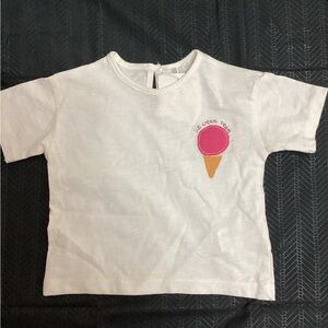 Zara Kids White Tee with Pink Ice Cream Design